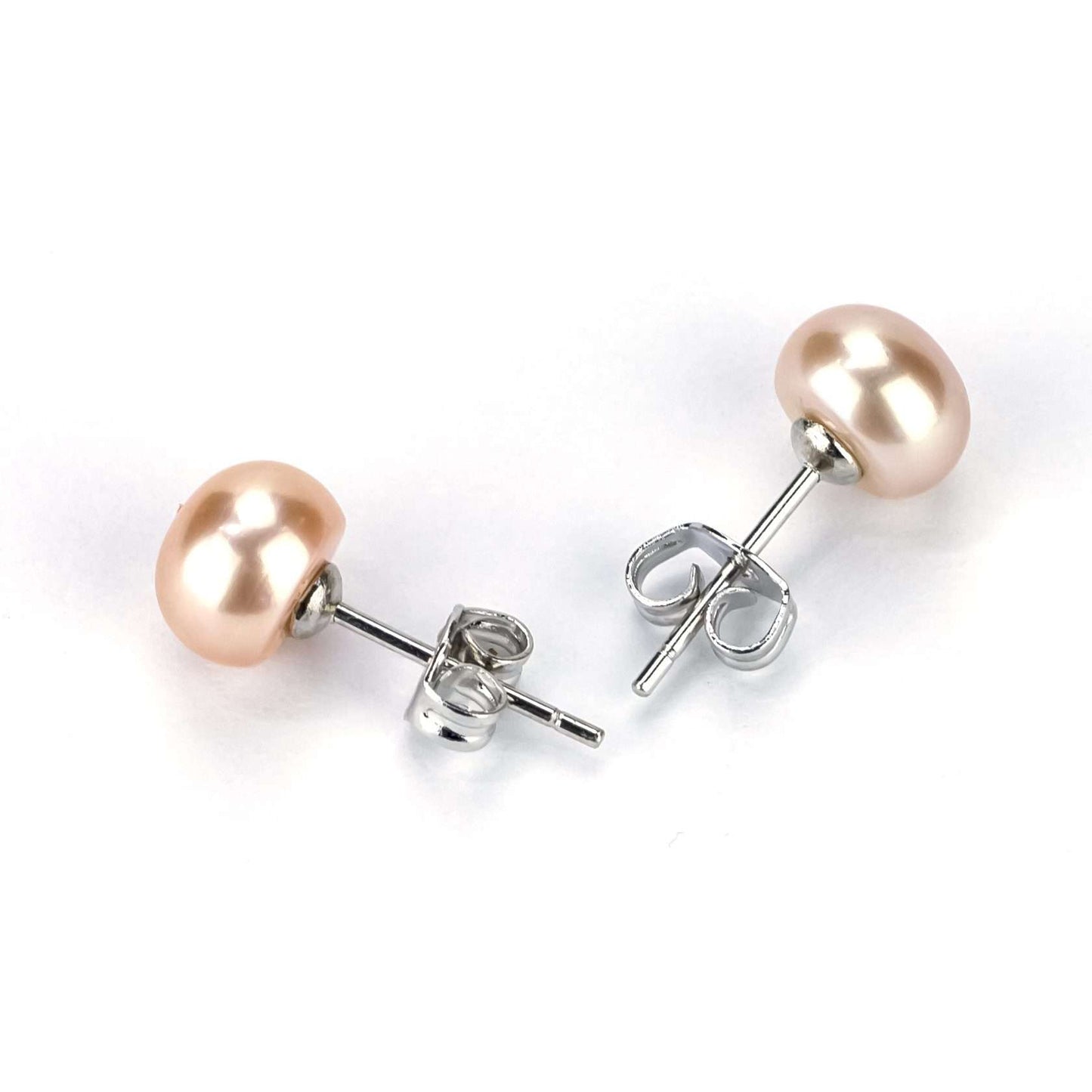 Freshwater Pink Pearl Freemantle Stud Earrings 8-9 mm AAA