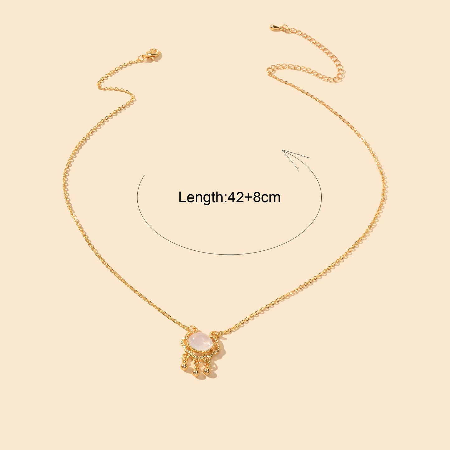 Textured Jewelry Opal Gold Chain Lock Pendant Necklace Best Friend Birthday Gift