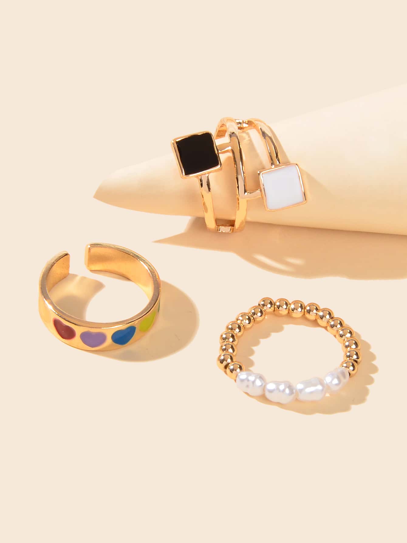 Colourful Heart Carved Open Cuff Rings Vibrant Jewellery Vividly Collection Gift