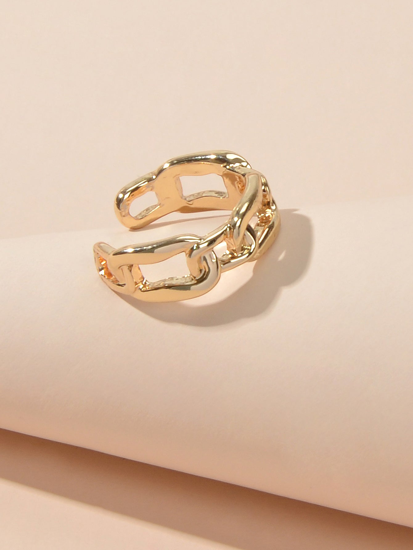 Minimalist Jewelry Metal Lock Chain Design Open Cuff Finger Trendy Ring AU Stock