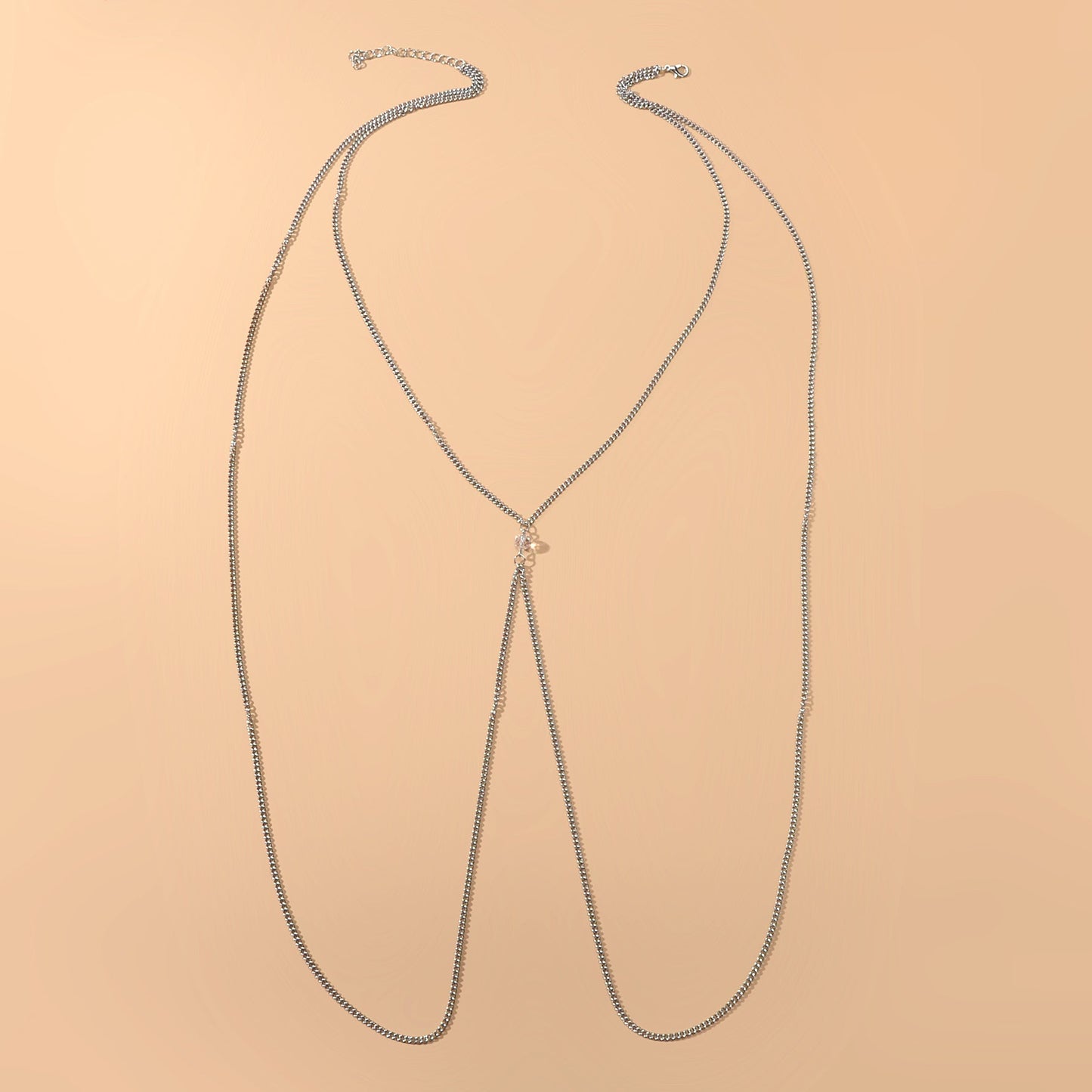 Sexy Beach Silver Chain Body Jewellery Layered Chest Harness Belly Body Chain