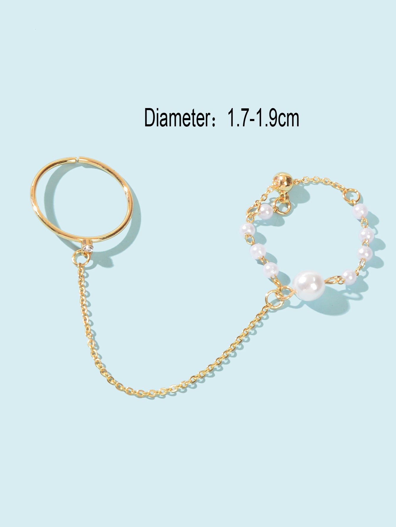 Pearl Punk Stackable Knuckle Chain Tassel Double Finger Midi Rings