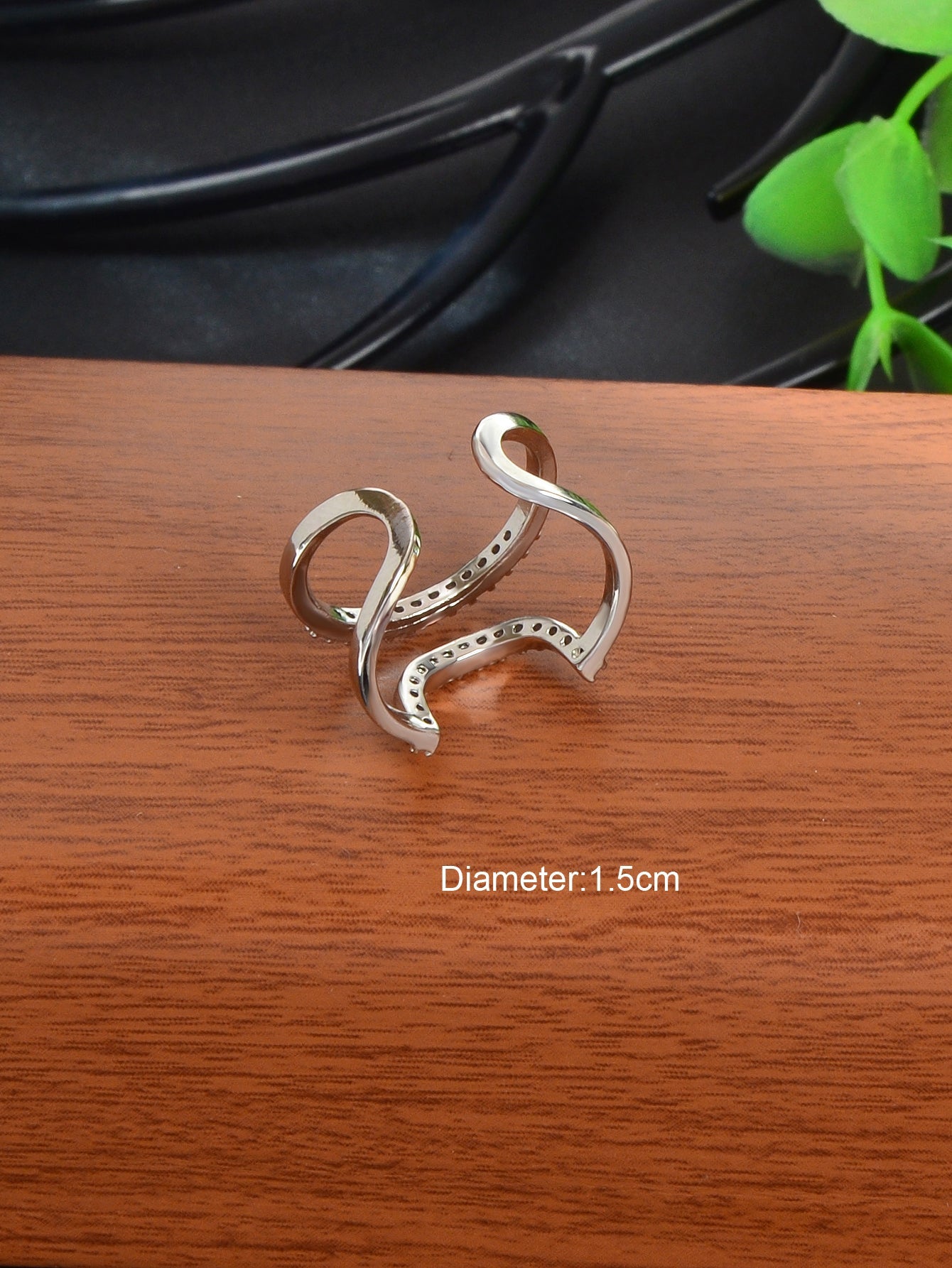 Silver Plated Diamond Accent Nail Ring - Elegant and Stylish Accessory!