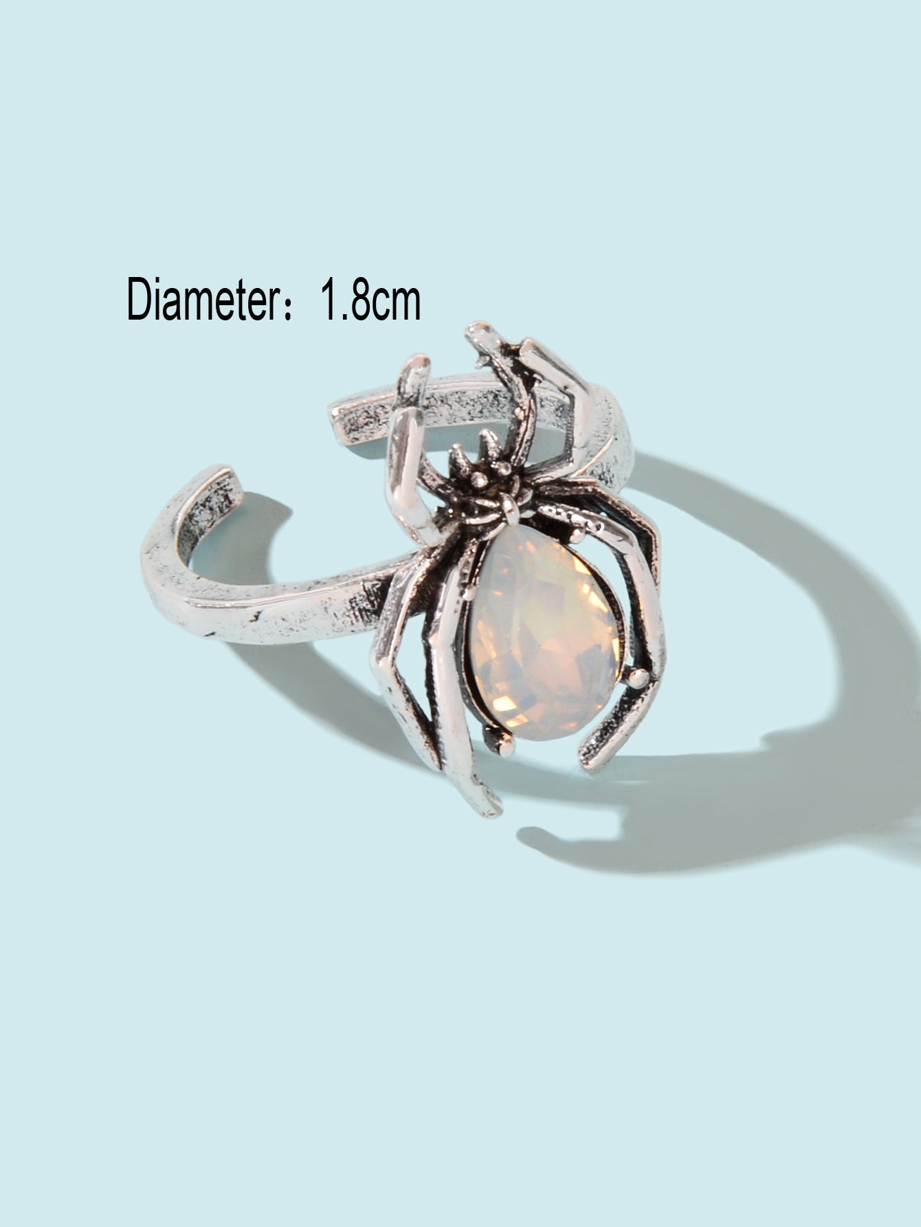 Vintage Silver Spider Open-Ended Ring with Diamond Accents Embrace Retro Jewelry