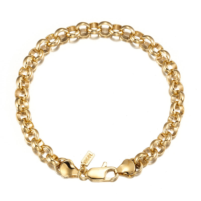 18ct Heavy Yellow Gold Plated Belcher Chain Bracelet with Lobster Clasp - USA Made