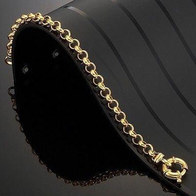 18ct Heavy Yellow Gold Plated Belcher Chain Bracelet with Bolt Clasp