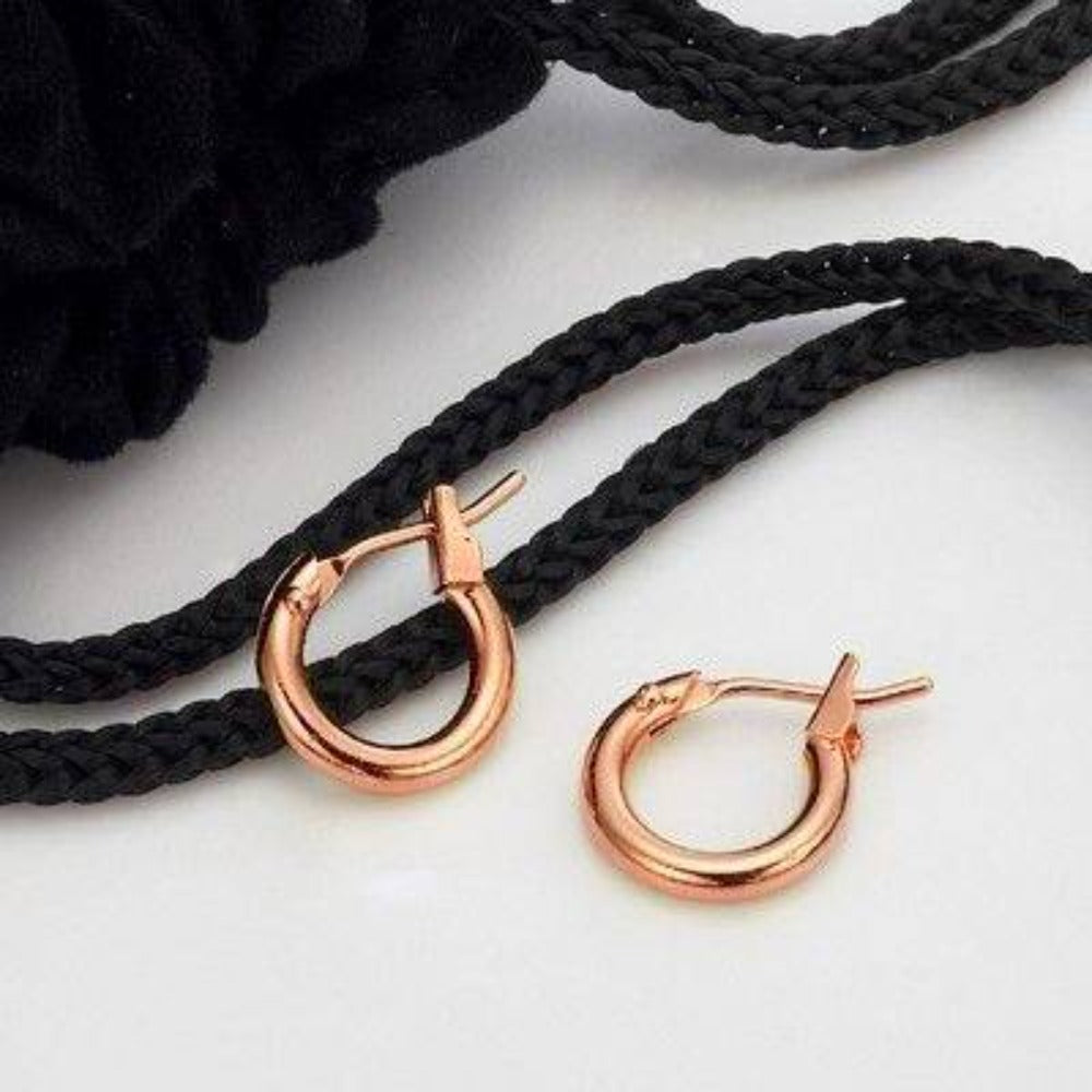 18ct Heavy Rose Gold Plated 6mm (Babies) & 9mm (Children's) Hoop Earrings - USA Made