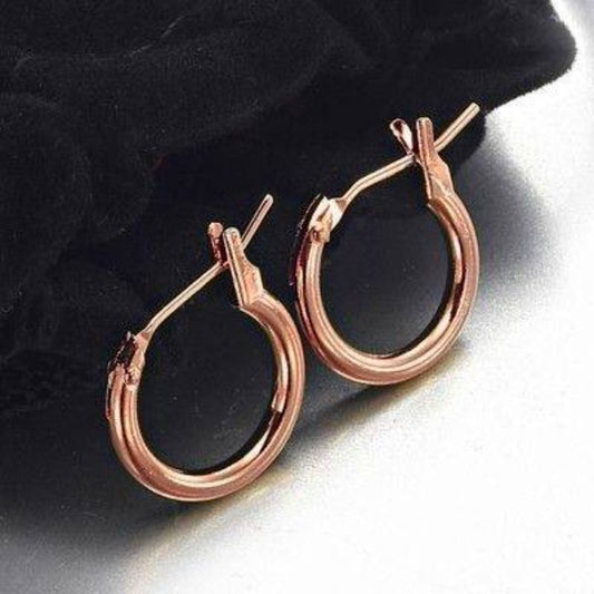 18ct Heavy Rose Gold Plated 6mm (Babies) & 9mm (Children's) Hoop Earrings - USA Made