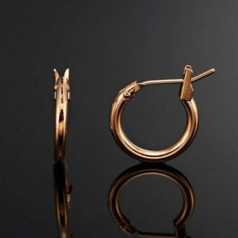 18ct Heavy Rose Gold Plated 6mm (Babies) & 9mm (Children's) Hoop Earrings - USA Made