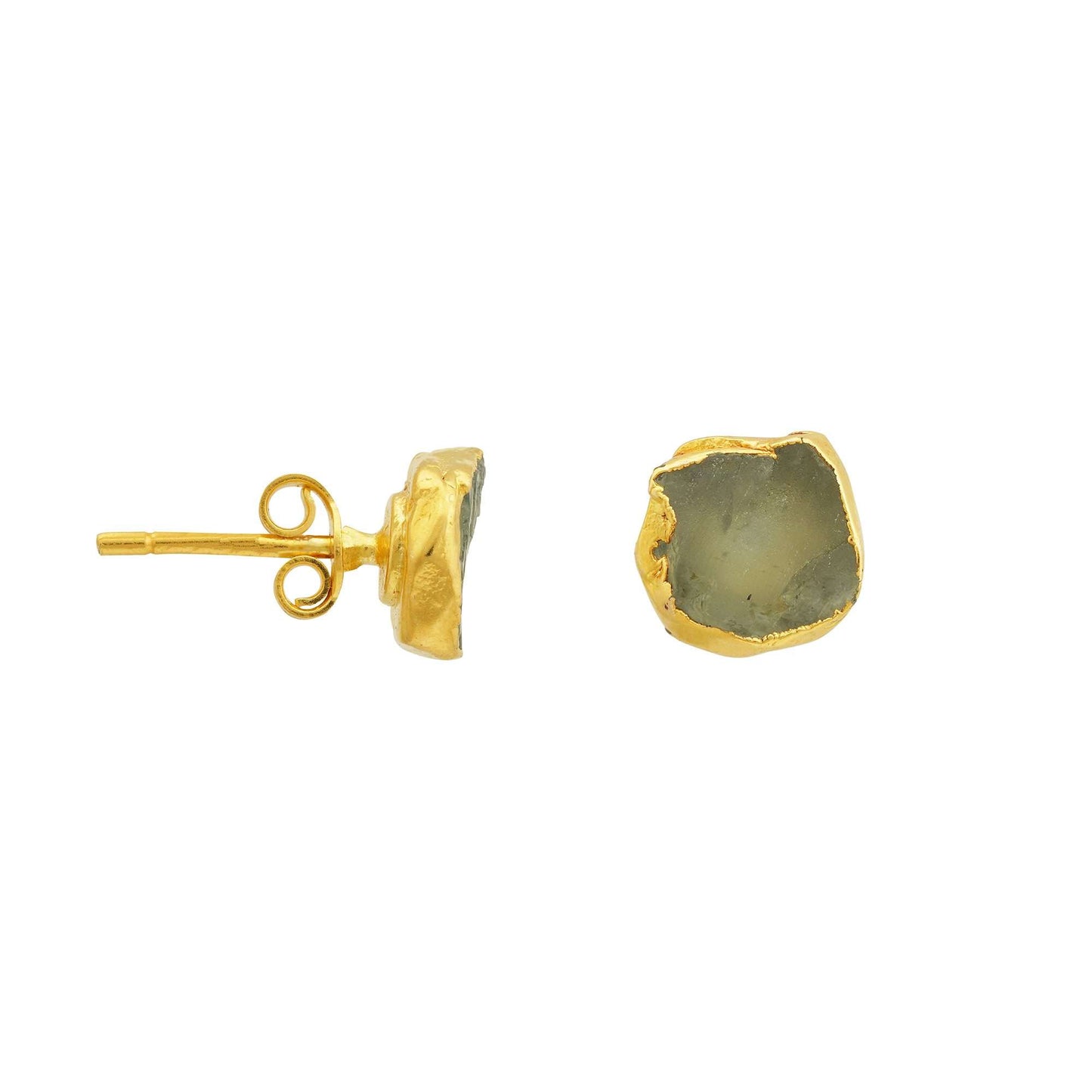 Handmade Aquamarine Earrings in its Natural form Gold Plated