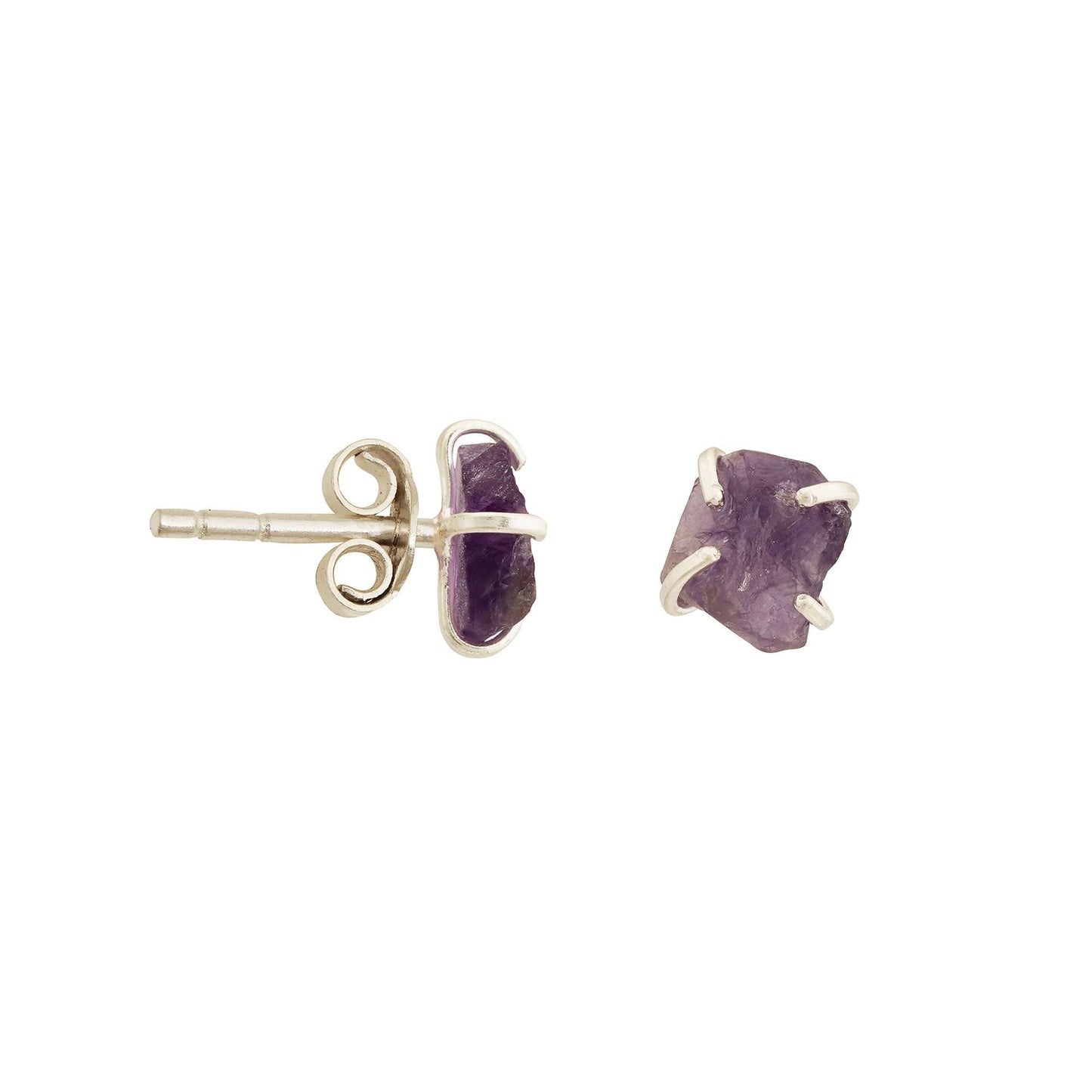 Handmade Amethyst Earrings in its Natural form in Silver 925