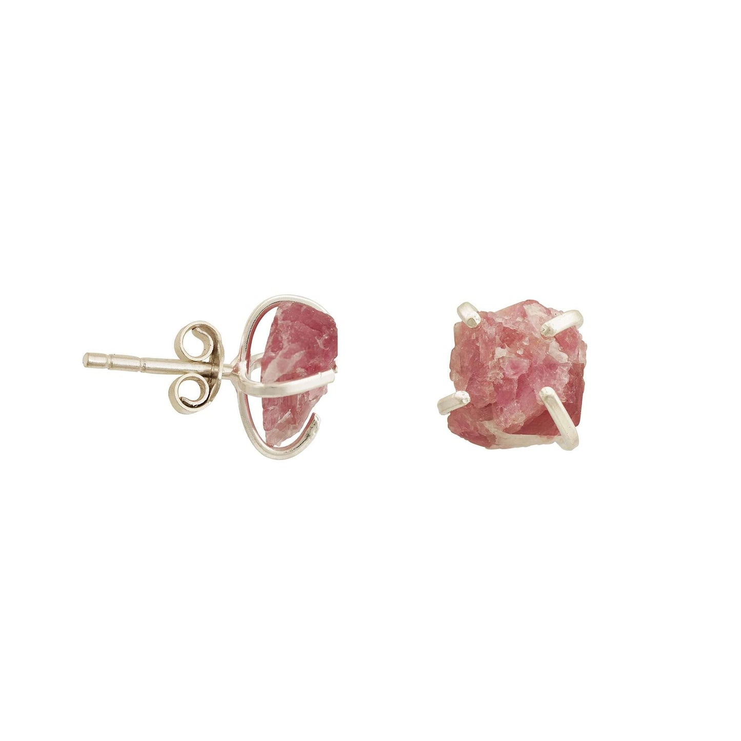 Handmade Rose Quartz Earrings in its Natural form in Silver 925