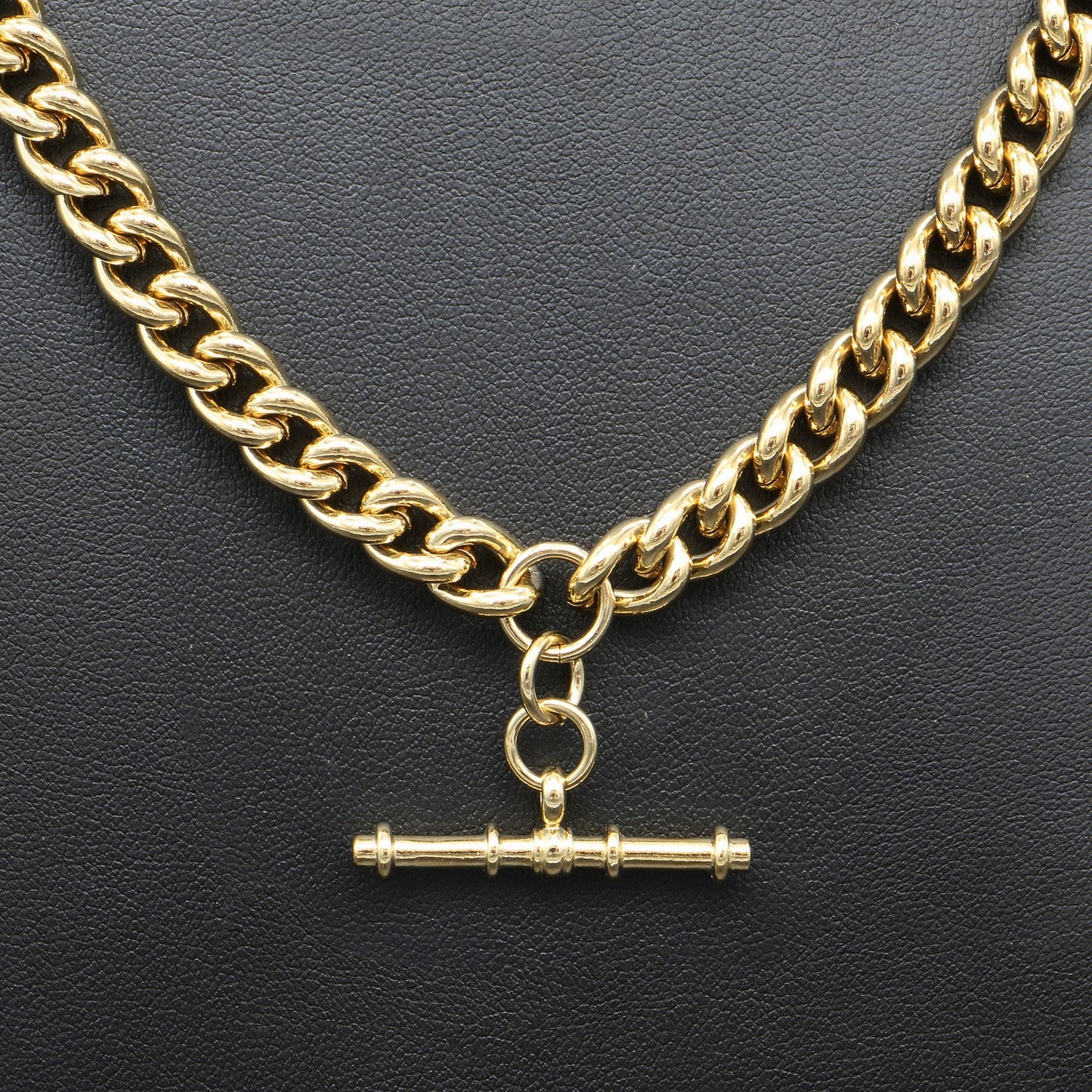 18ct Heavy Yellow Gold Plated Euro Chain Necklace with T Bar