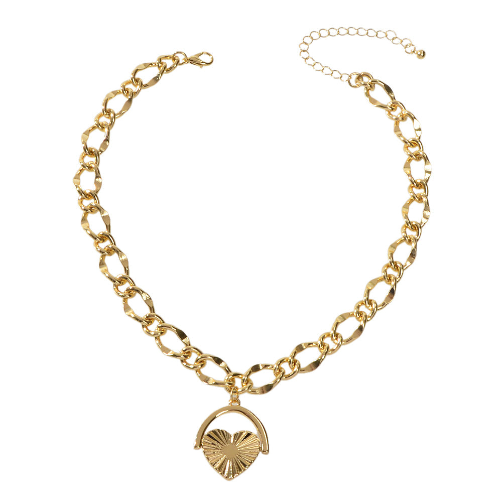 Female Accessories Thick Gold Chain Heart Statement Necklace Designer Jewellery
