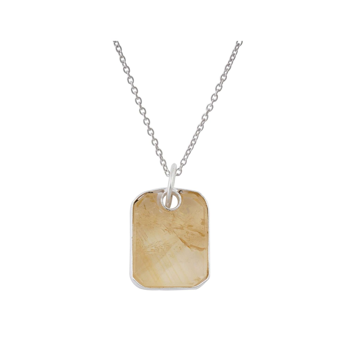 Citrine Pendant in rectangular shape for Men handmade in Silver 925