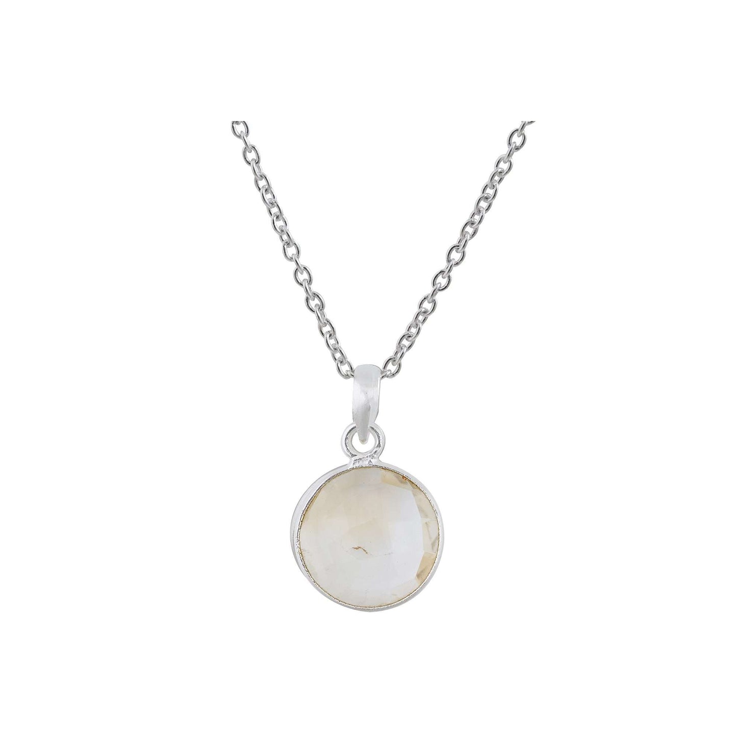 Citrine Pendant in round shape for Men handmade in Silver 925