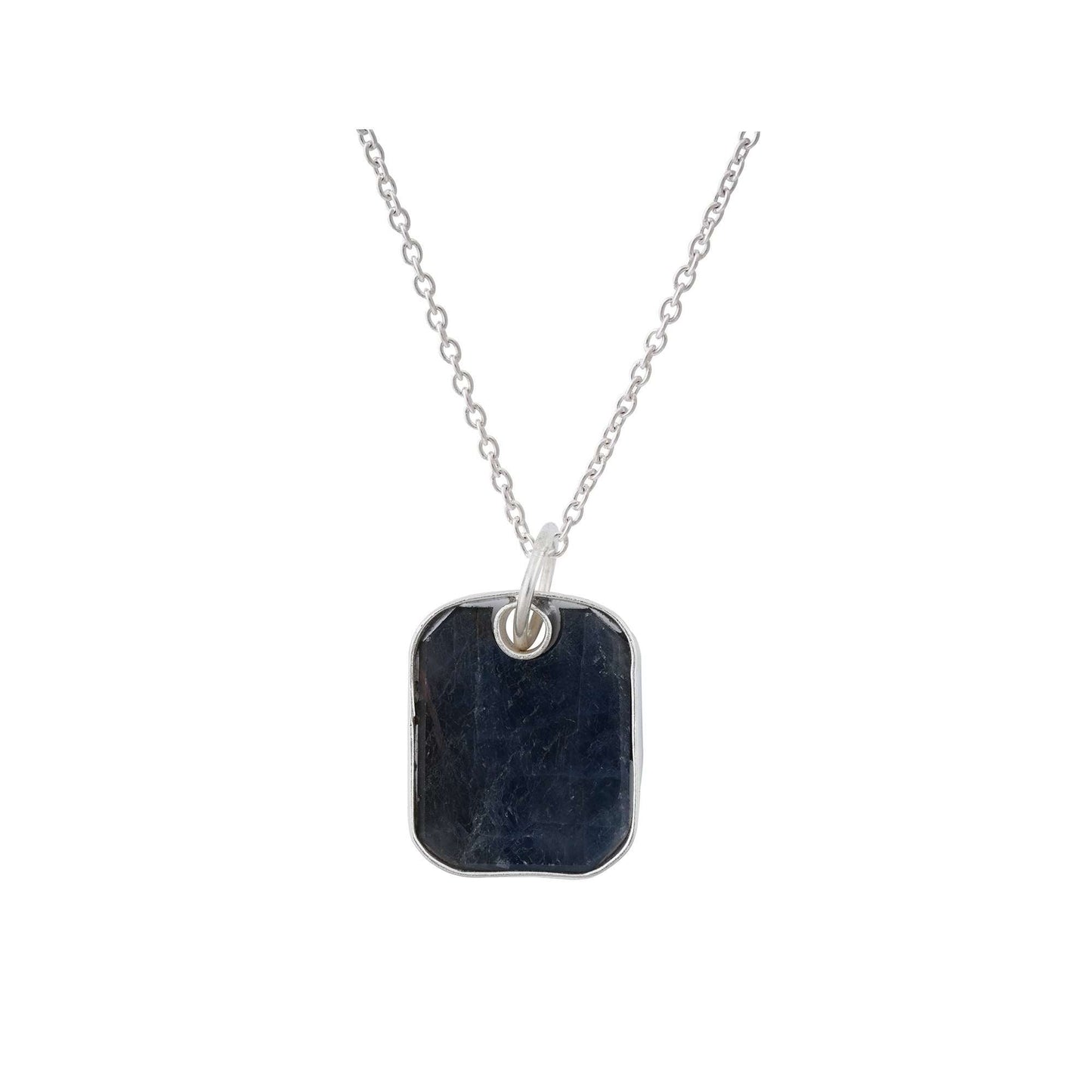 Sapphire Pendant in rectangular shape for Men handmade in Silver 925