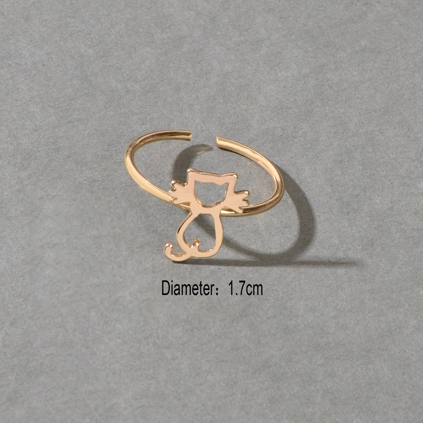 Cute Gold Plated Cat Finger Open Ring Minimalist Jewellery Dainty Gift for Women