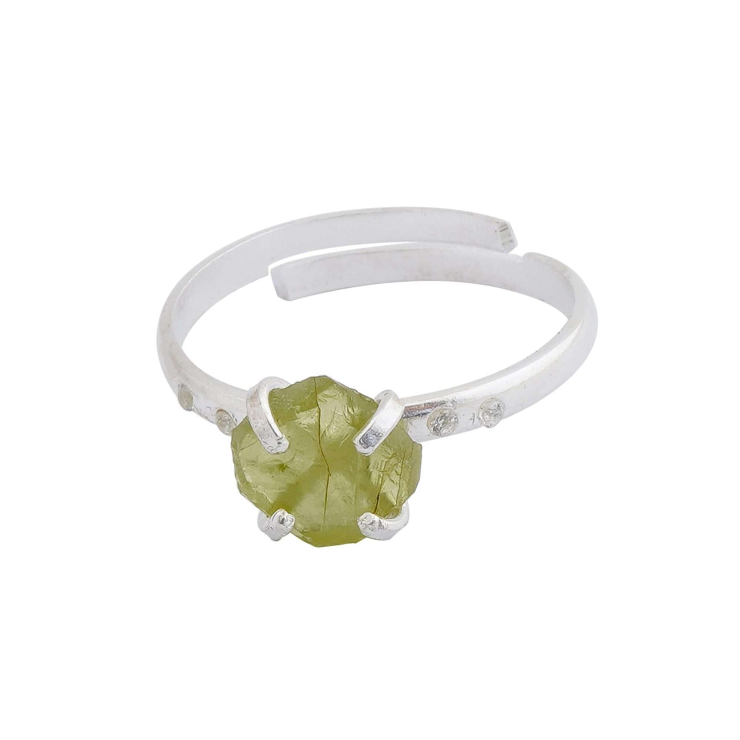 Peridot Adjustable Ring Handmade in its Natural form in 925 Silver