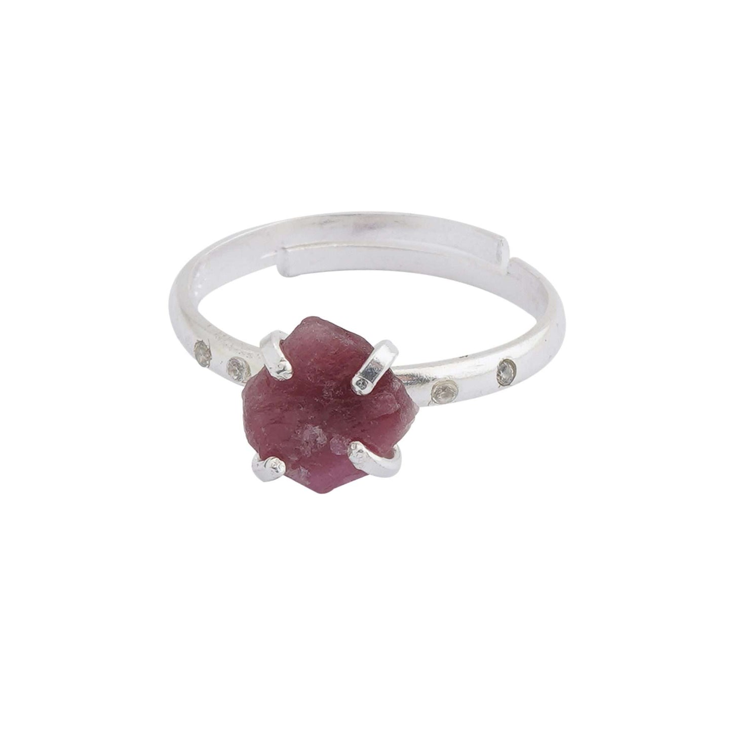 Rose Quartz Adjustable Ring Handmade in its Natural form in 925 Silver