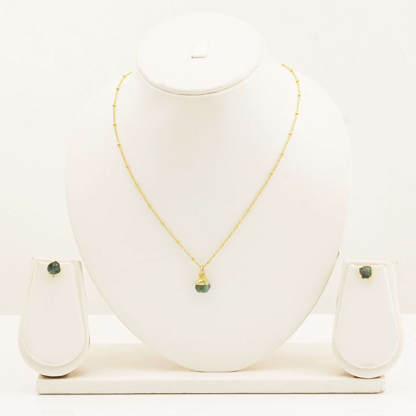 Handmade Emerald Set in its Natural form Gold Plated