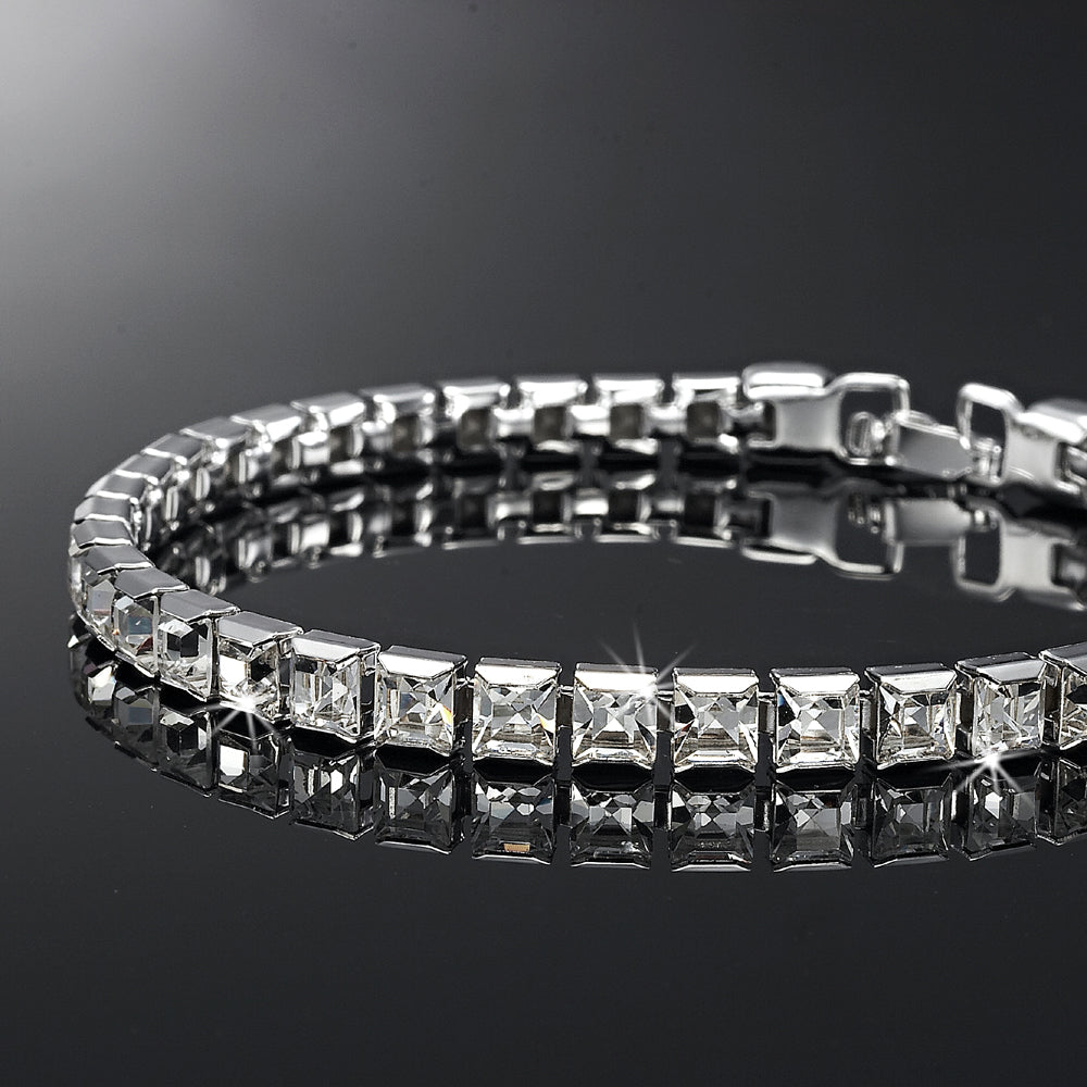 Quality Rhodium Plated Tennis Bracelet Made with SWAROVSKI® Crystals - USA Made