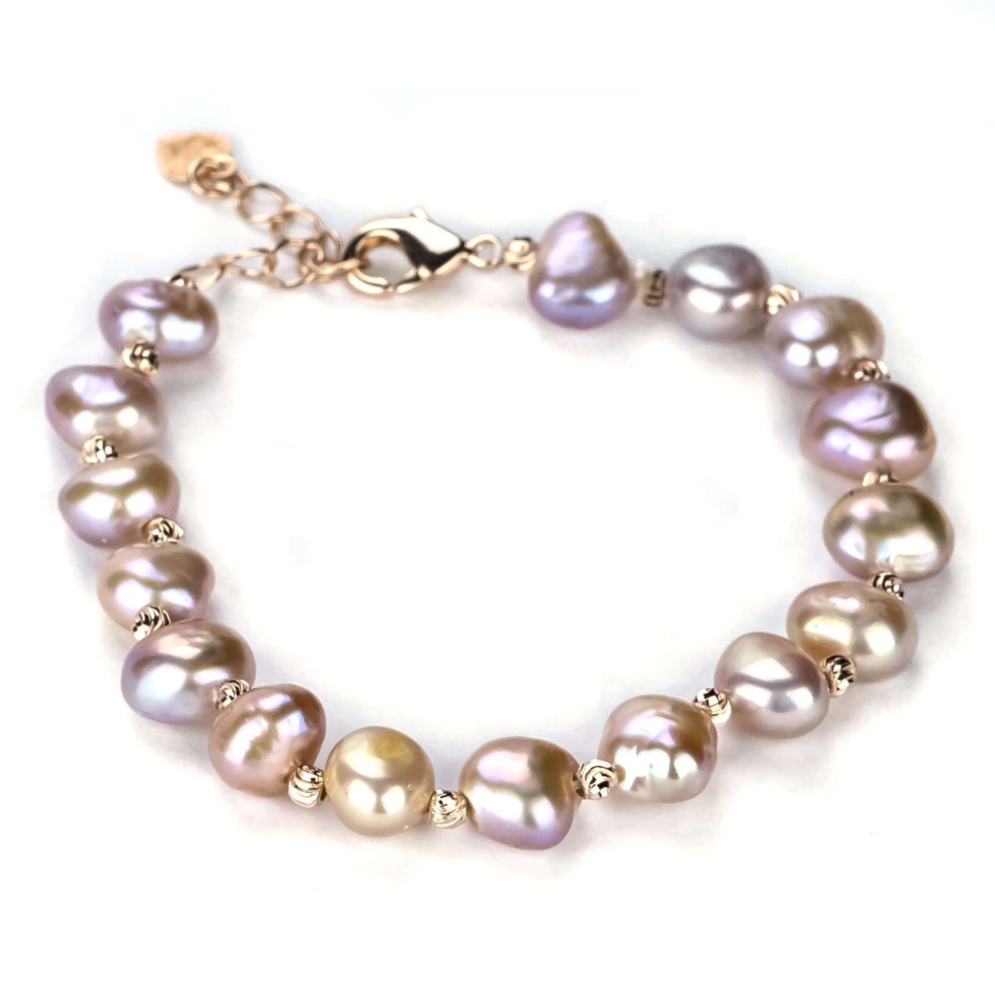 Freshwater Button Shape Purple Clayfield Bracelet 8-9 mm AAAA