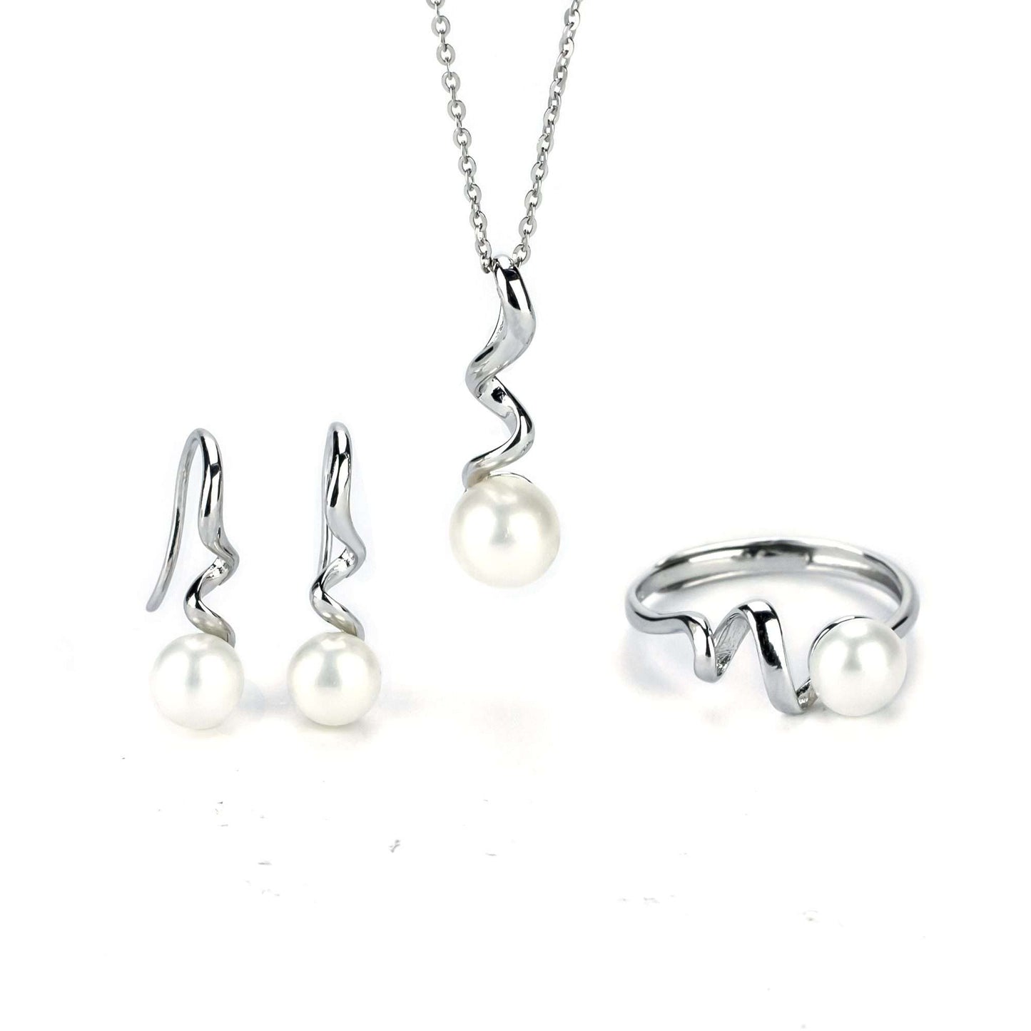 Freshwater White Drop and Button Shaped Pearl Clarkson Jewellery Set 6-7 mm AAAA