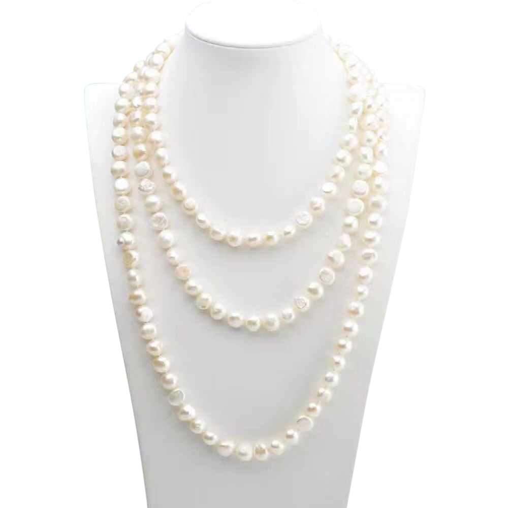 Freshwater Baroque White 63.8 inches New Farm Strand Necklace 8-9 mm AAA
