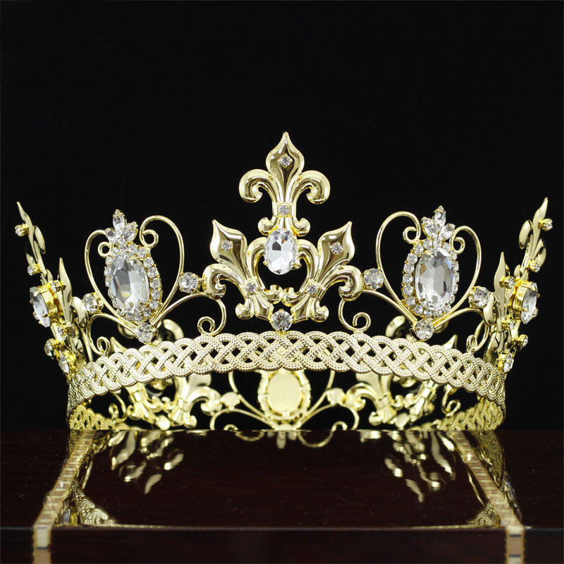 Pageant King / Queen Crown Gold Plated Round Full Circle  XT1829
