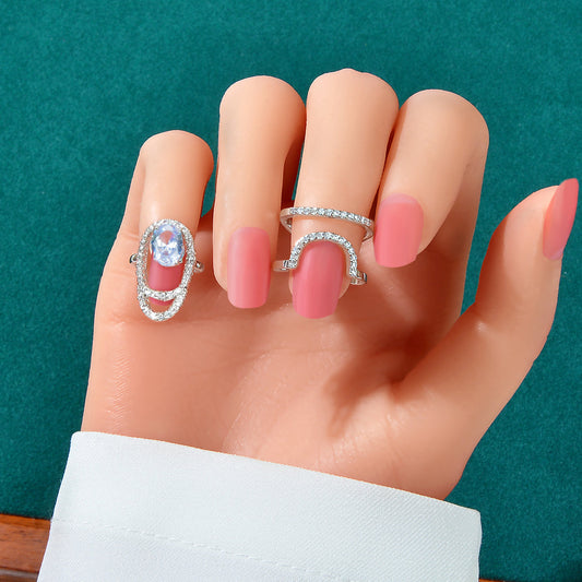 Silver Plated Diamond Accent Nail Ring - Elegant and Stylish Accessory!