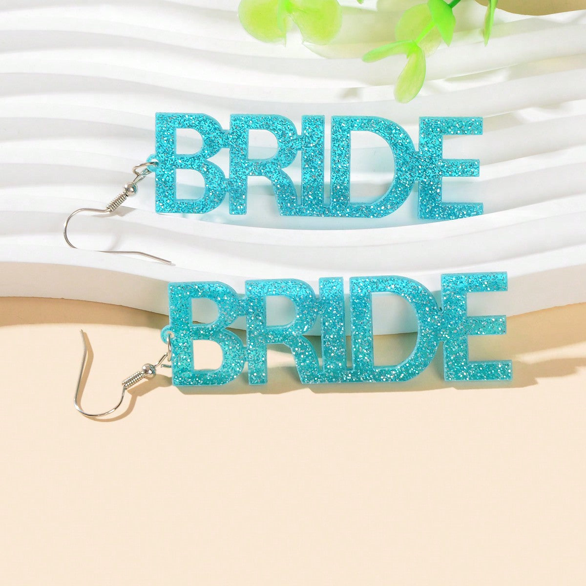 Wedding Bride Dangle Earrings Acrylic Handmade Fun Statement Jewelry Party Gift