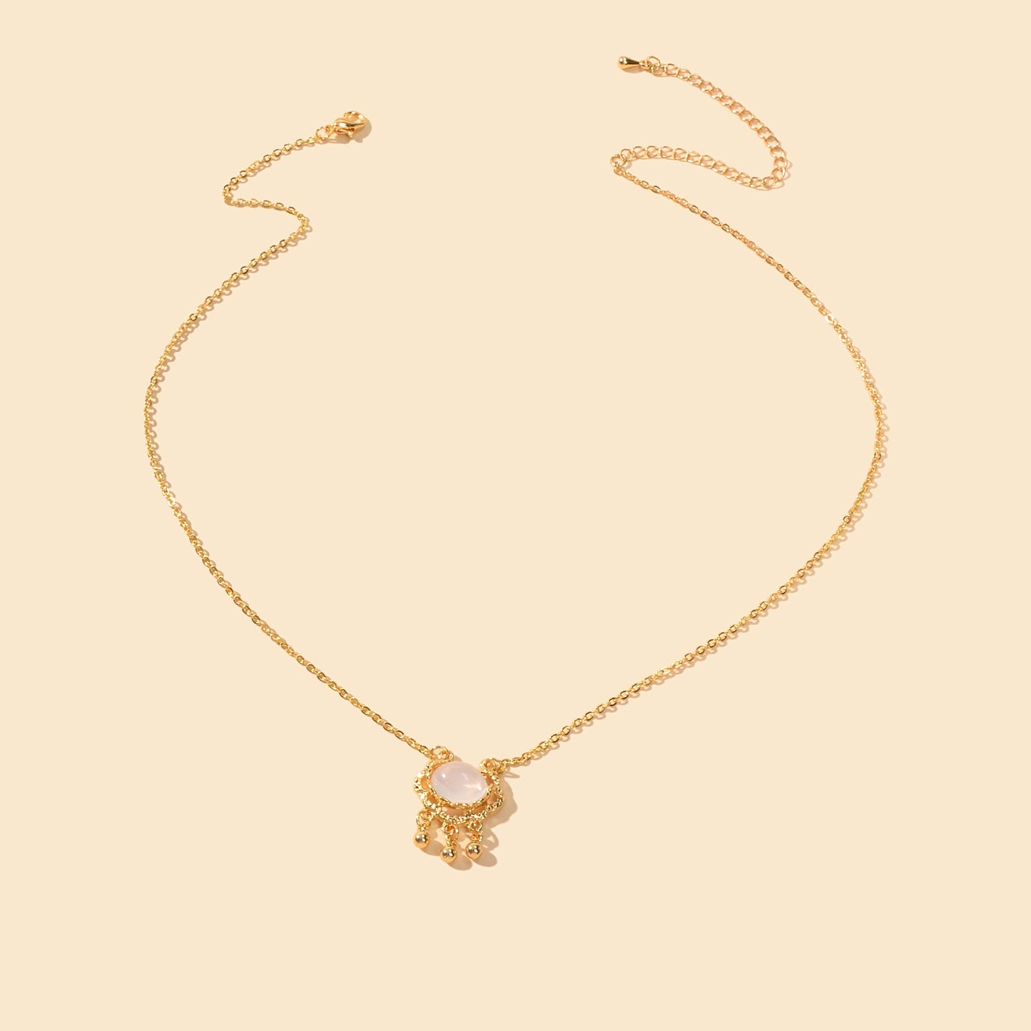 Textured Jewelry Opal Gold Chain Lock Pendant Necklace Best Friend Birthday Gift