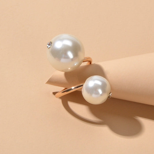 Engagement Jewellery Gift Simulated Pearl Women Wedding Promise Gold Finger Ring