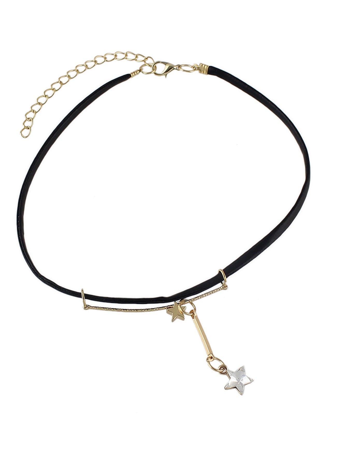 Gothic Punk 90s Black Pu Leather Star Charm Tattoo Choker Necklace Grunge Collar