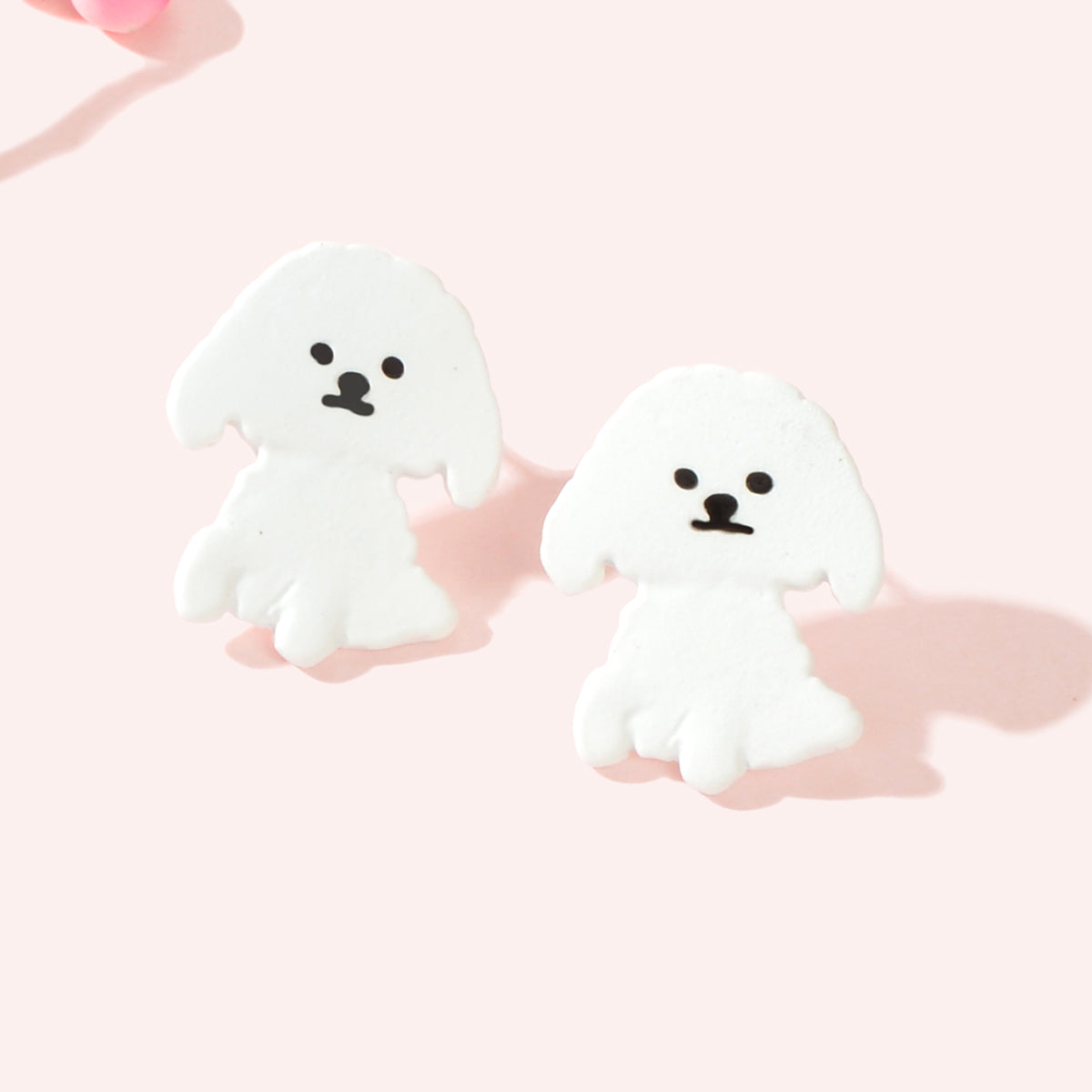 Tiny White Dog Puppy Stud Earrings Cute Teens Girls Women Dainty Jewellery Gift