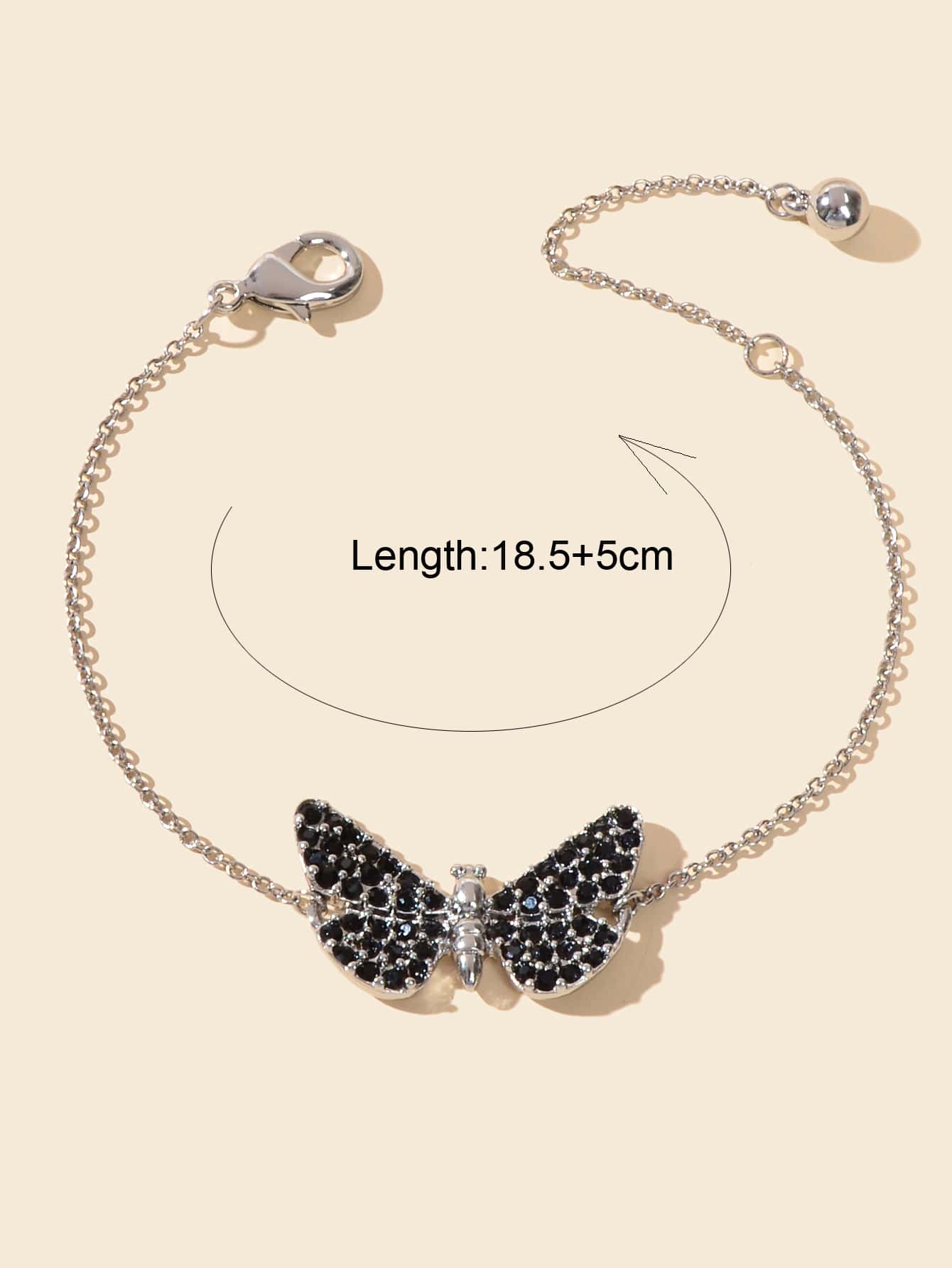Stunning Black Diamond Butterfly Pendant Bracelet - Sparkle and Style Jewellery