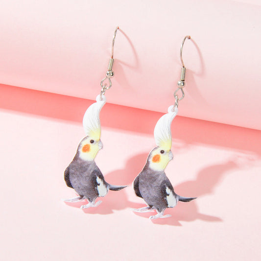 Lightweight Acrylic Parrot Resin Bird Dangling Elements Earrings Party Jewellery