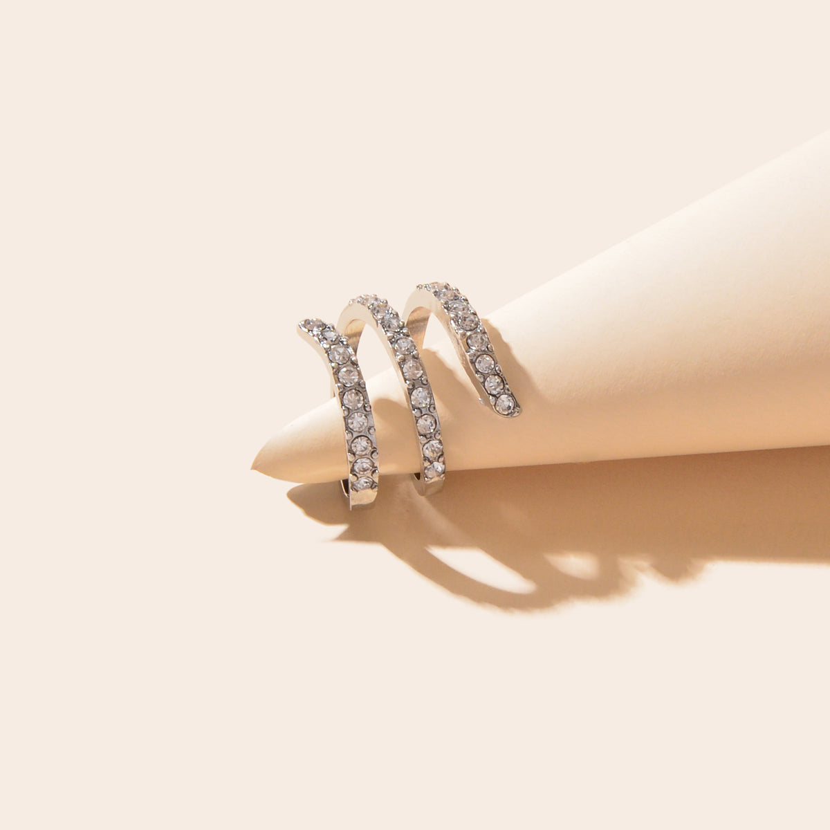 Textured Bridal Jewelry Full Rhinestone Twisted Engagement Finger Ring Gift