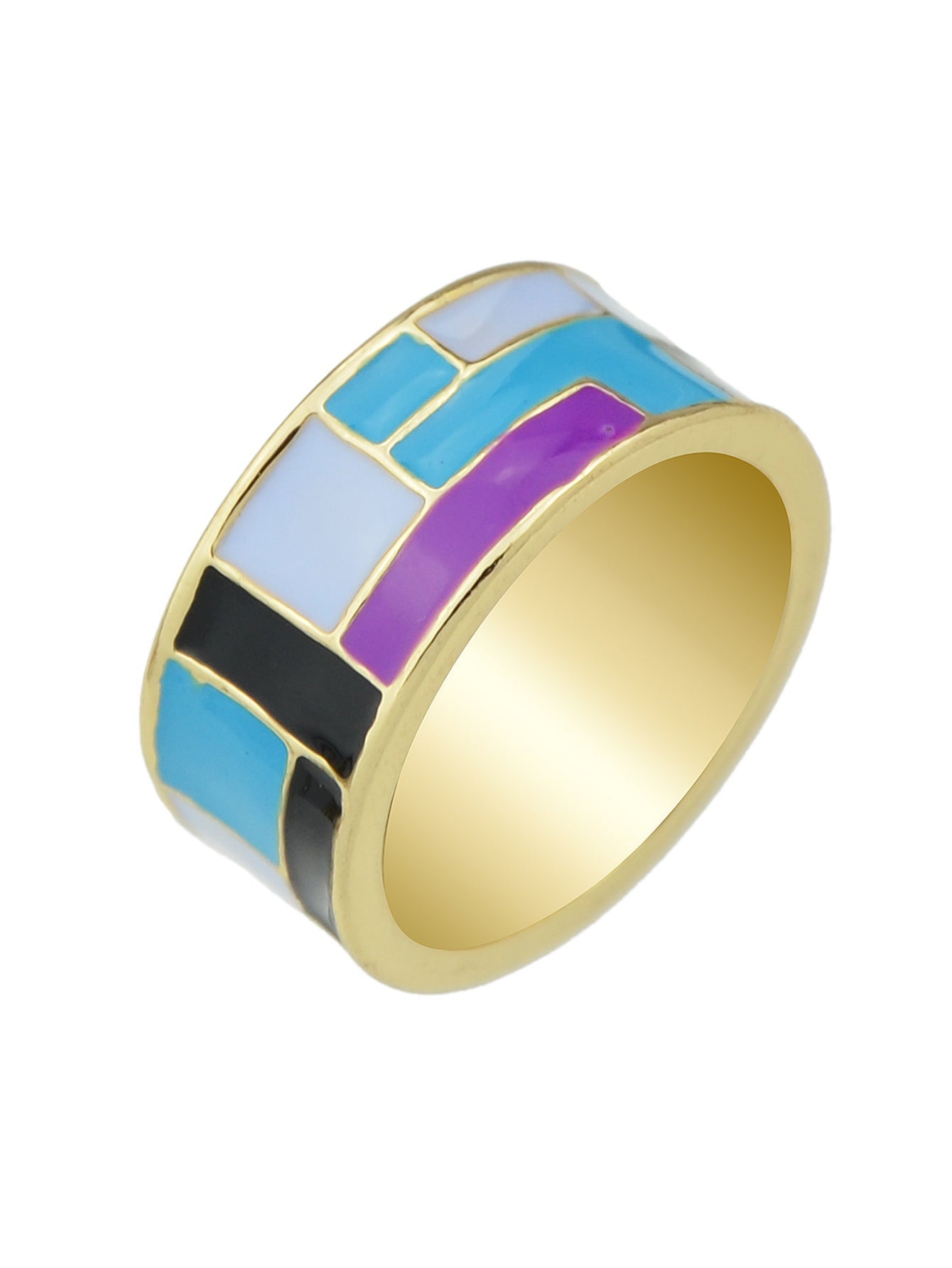 1pc Ethnic Traditional Jewellery Colorful Geometric Pattern Bohemian Finger Ring
