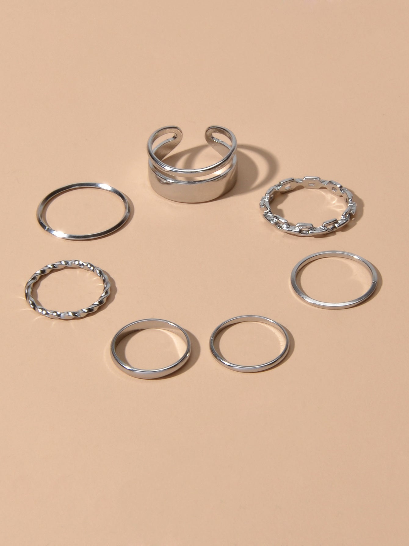 7 pcs Minimalist Gold Silver Stackable Multiple Knuckle Finger Trendy Rings Set