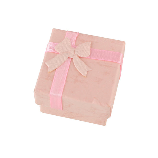 Pink Red Cardboard Square Jewellery Gift Boxes for Rings with Lid Ribbon Bowknot