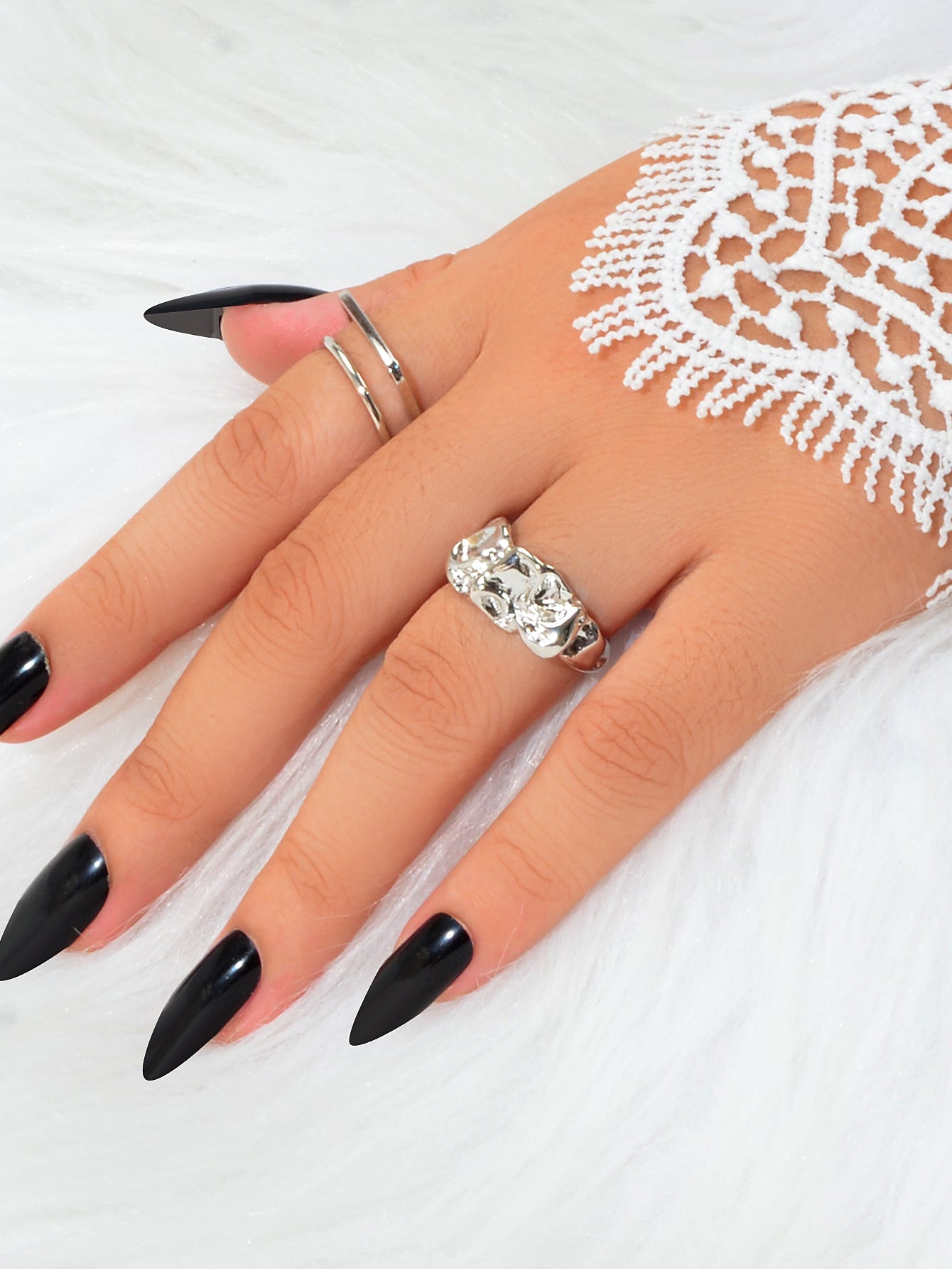 Stackable 2 pcs Gold Silver Geometric Multiple Bulk Pack Open Cuff Ring set Gift