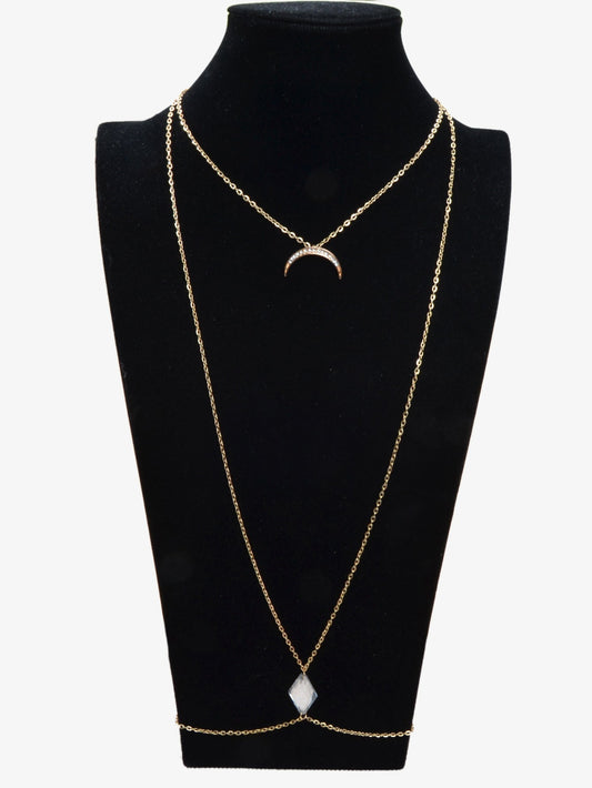 Glamorous Sexy Bikini Beach Body Chain Moon Chest Harness Belly Waist Jewellery