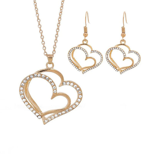 NNEOBA Heart Shaped Rhinestone Jewelry Set for Women