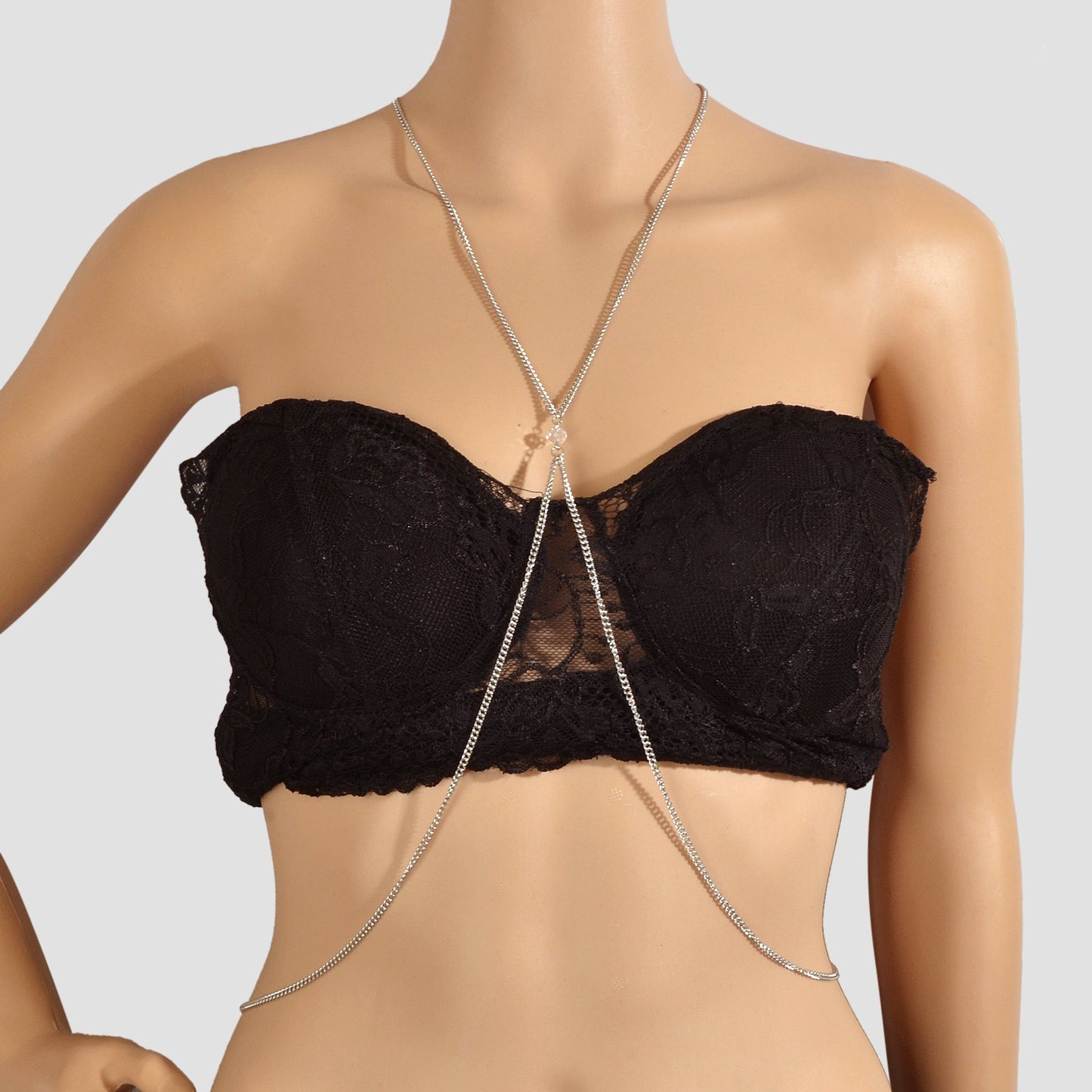 Sexy Beach Silver Chain Body Jewellery Layered Chest Harness Belly Body Chain