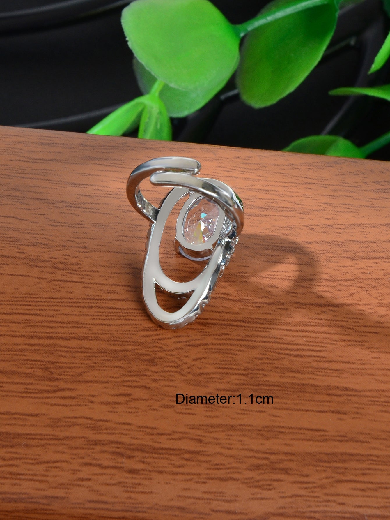 Silver Plated Diamond Accent Nail Ring - Elegant and Stylish Accessory!