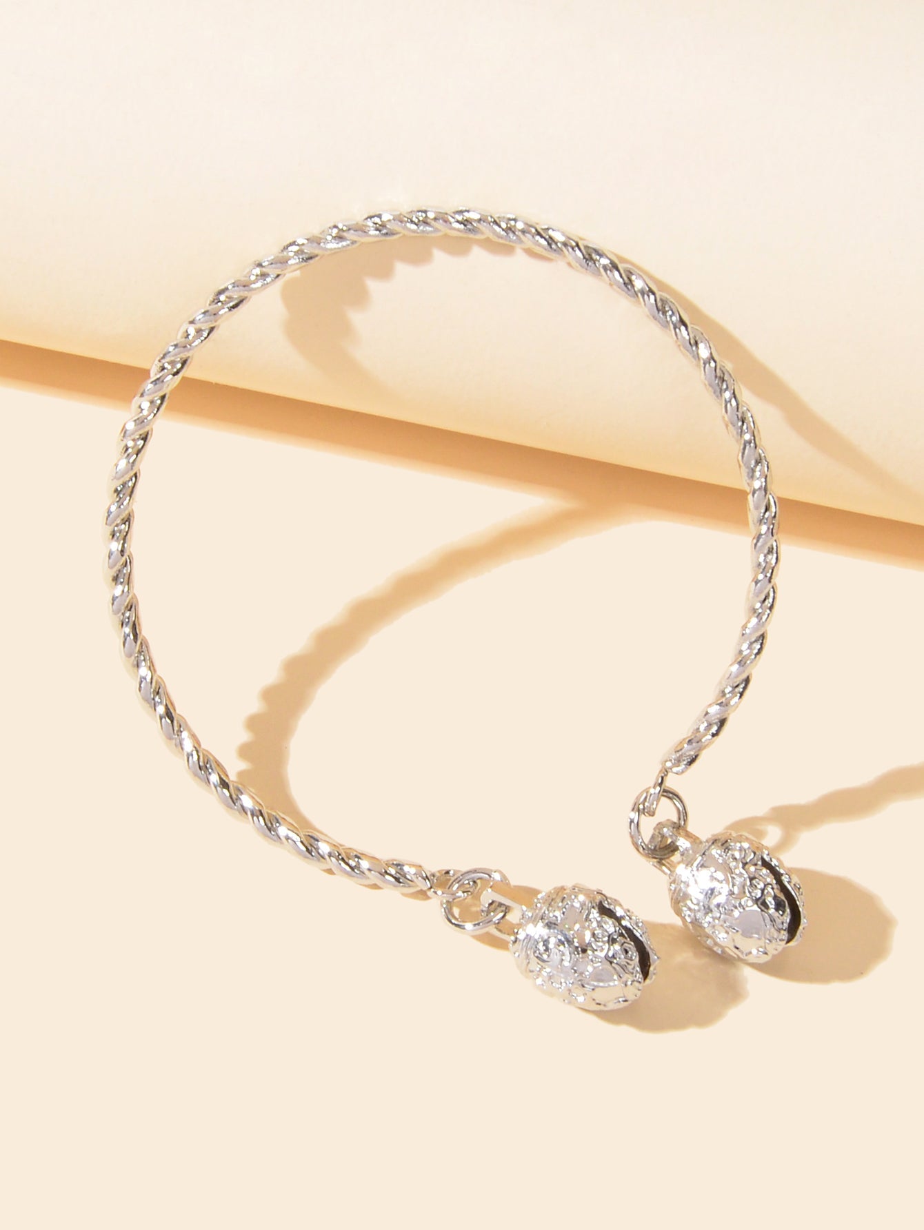 Statement Wedding Party Silver Open Cuff Wrap Bangle Band Bell Charm Bracelet