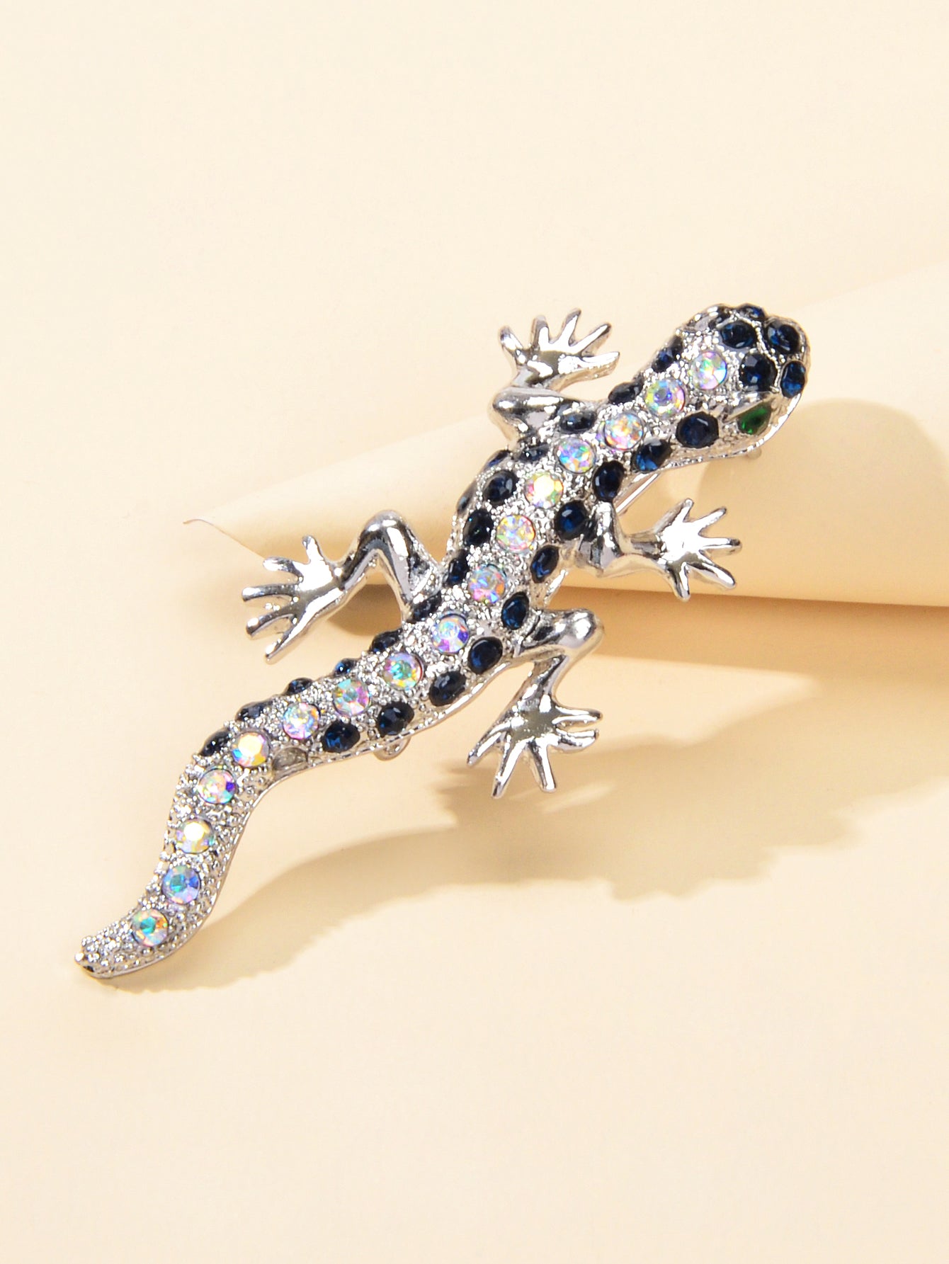 Shiny Full Rhinestone Gecko Animal Party Casual Brooch Pin Lapel Badge Backpack