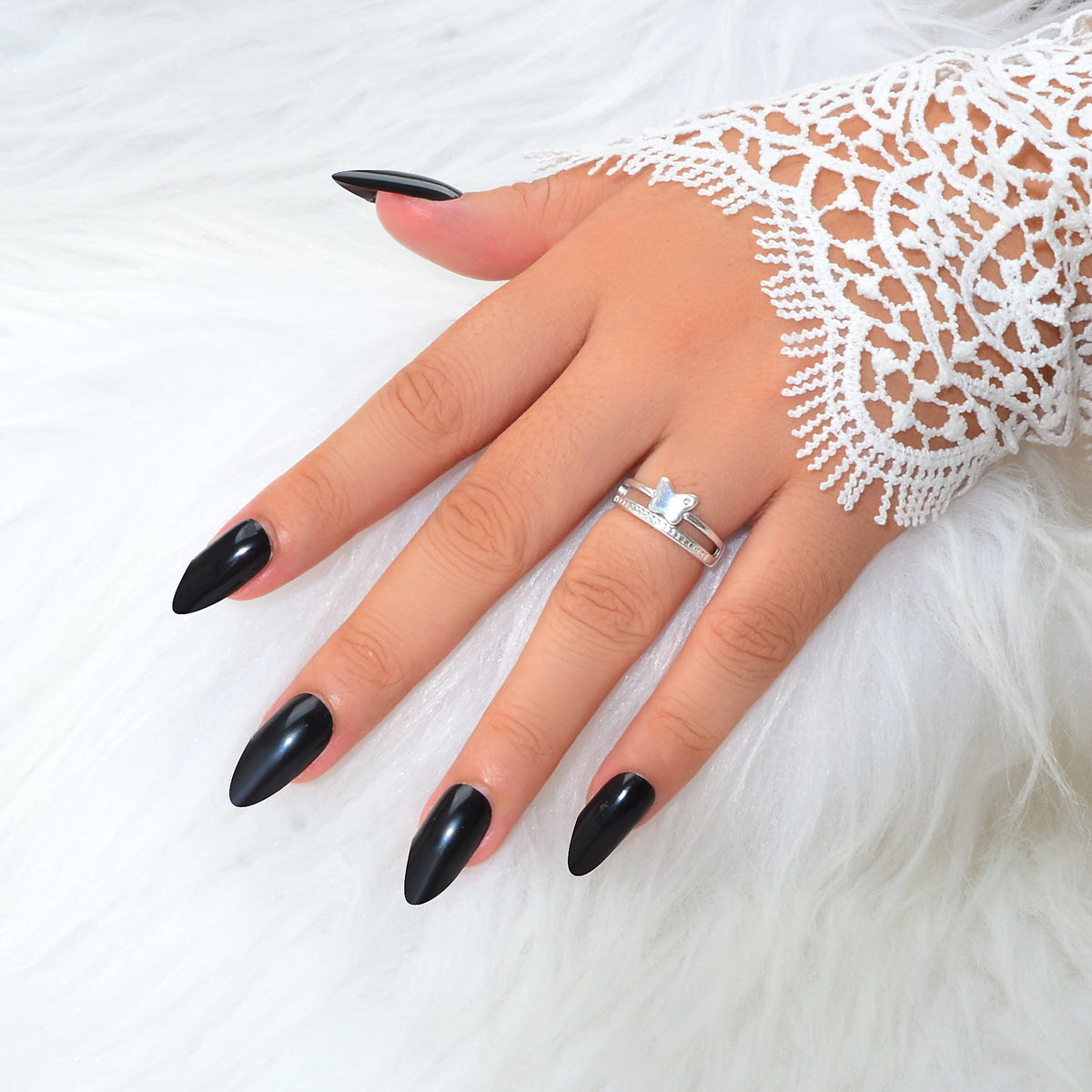 Good Quality Band Women Silver Color Double layer Copper Butterfly Finger Ring